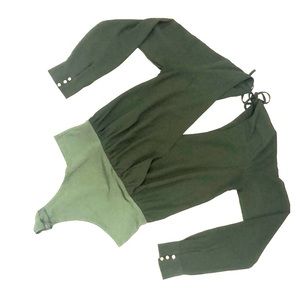 Chiffon plunge body suit